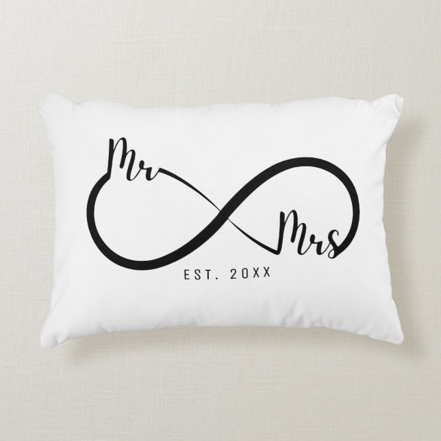 Mr & Mrs Oändlighetssymbol Vit Prydnadskudde (Framsidan)
