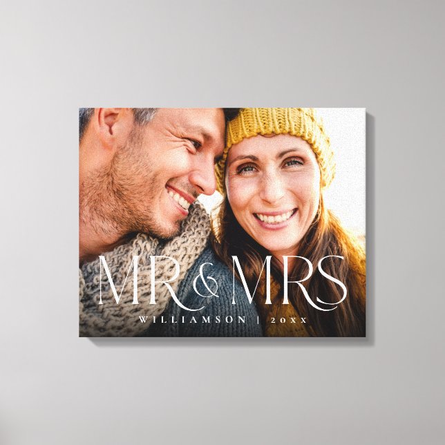 Mr & Mrs Overlay Modern Couples Foto Keepsak Canvastryck (Framsida)