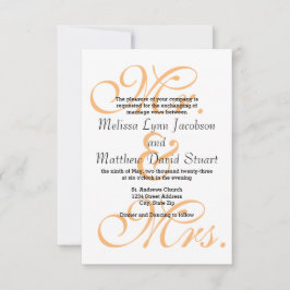 Mr & Mrs Peach - 3 x 5 bröllopsinbjudan Inbjudningar