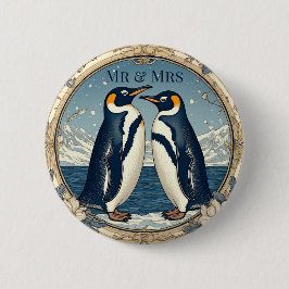 Mr & Mrs Penguin Couple Snow Winter Glacier Blue  Knapp