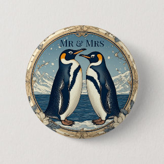 Mr & Mrs Penguin Couple Snow Winter Glacier Blue Knapp