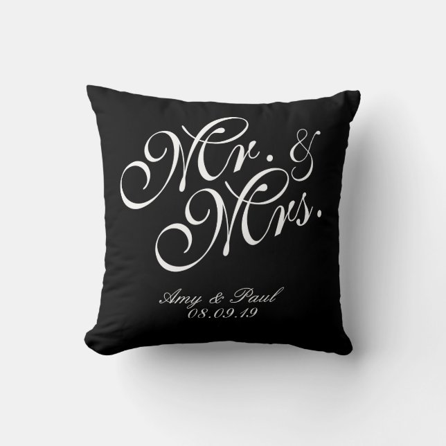 Mr&Mrs.Personlig Black Kudde (Framsida)