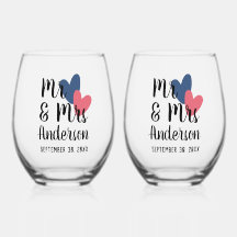 Mr & Mrs Personlig Stemless Vin Glass Set