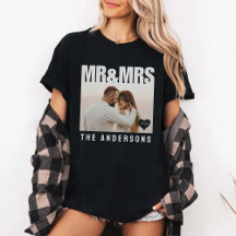 Mr & Mrs Photo Block Heart-årsdagen Namn Black