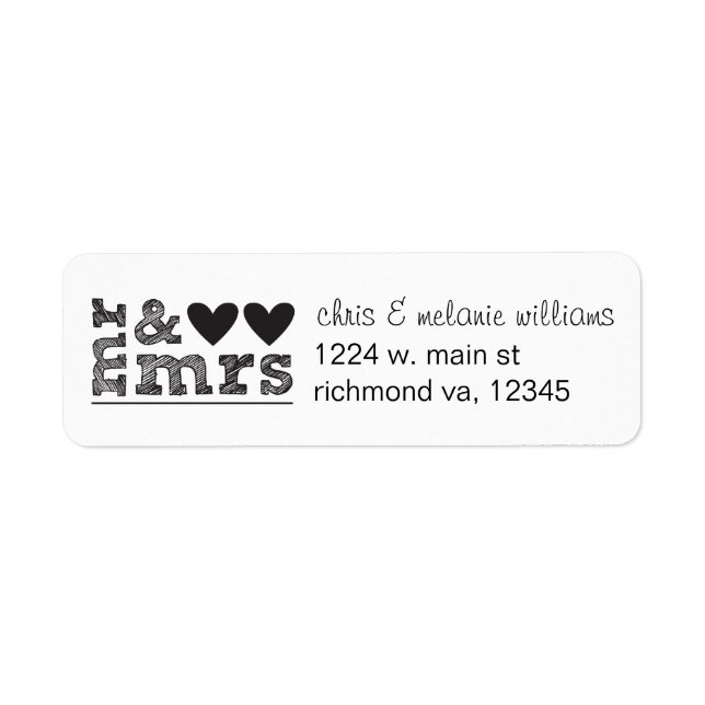 Mr & Mrs returetiketters Returadress Etikett (Framsidan)