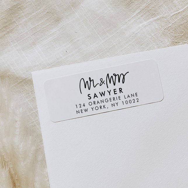 Mr & Mrs Returetiketters Returadress Etikett (Mr and Mrs modern return address labels.)