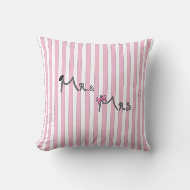 Mr. & Mrs. - rosa rand Pillow bride/groom Kudde (Framsida)