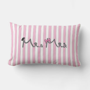 Mr. & Mrs. - rosa rand Pillow bride/groom Lumbarkudde