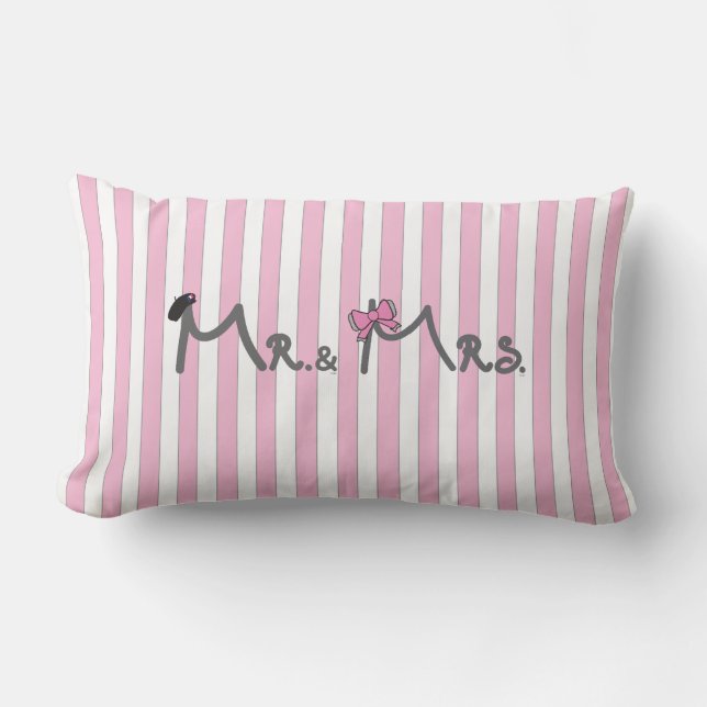 Mr. & Mrs. - rosa rand Pillow bride/groom Lumbarkudde (Framsida)