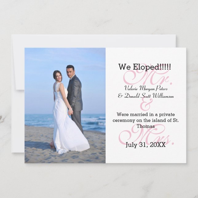 Mr. & Mrs Rosa we Elope - Fotomeddelande Meddelande (Framsida)