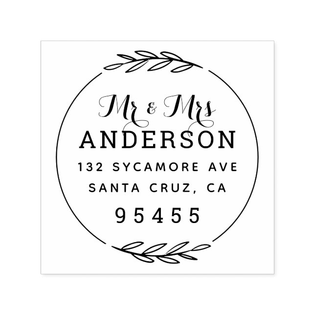 Mr & Mrs. | Rustik, gift par Returadress Självfärgande Stämpel (Design)