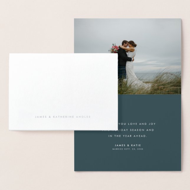 Mr & Mrs. script foil jullott kort (Display)