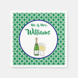 Mr & Mrs. Script Geometric Champagne Flutes Pappersservett