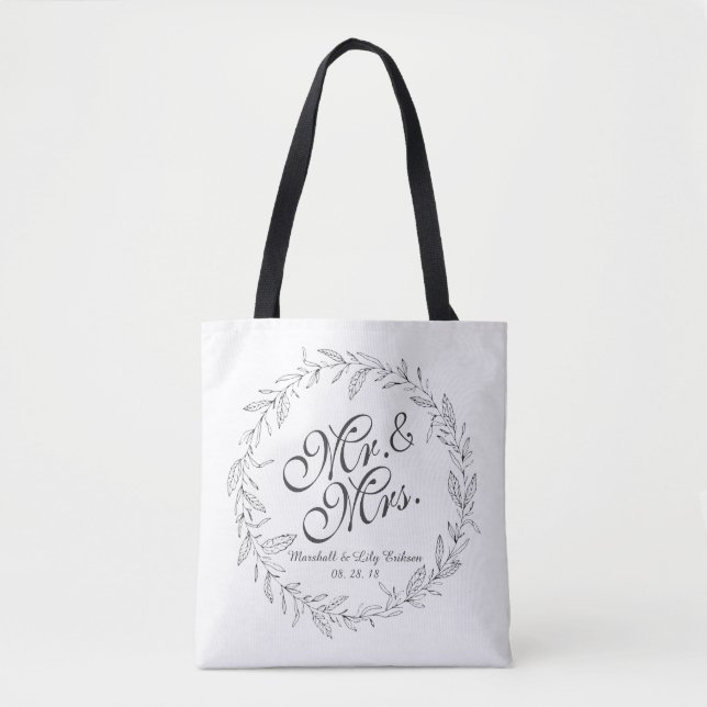 Mr & Mrs Simple Blommigt Bröllop | Tote Bag Tygkasse (Framsida)