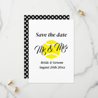 Mr & Mrs tennis par bröllop spara datum kort
