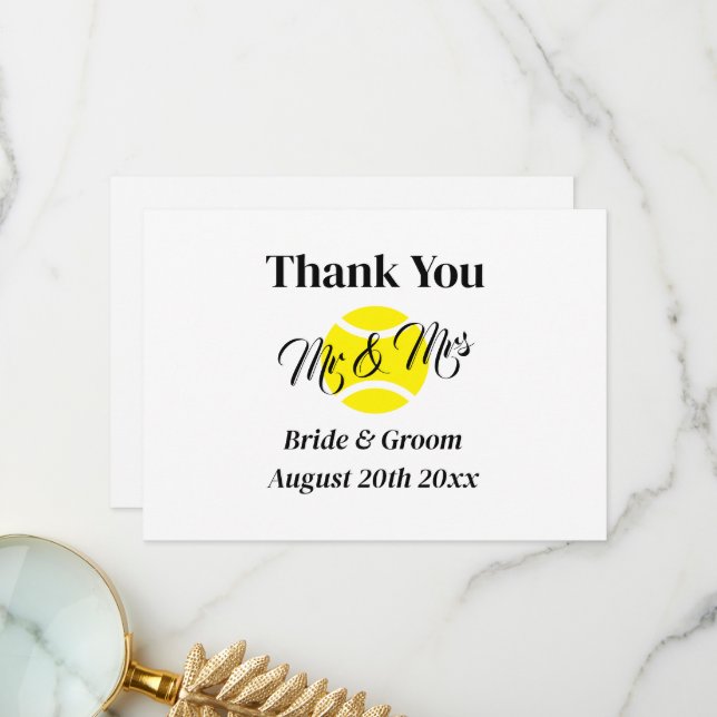 Mr & Mrs tennis par sporty bröllop Tack Kort (Fram/Back In Situ)