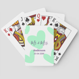 Mr & Mrs tillägg familjenamn datum år bröllopsgåva Casinokort