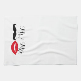 Mr & Mrs to be Mustache & Läppar Party Värdinna Kökshandduk