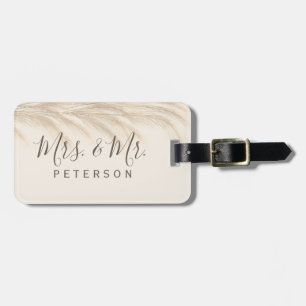 Mr & Mrs. typography Boho sommarpampas-gräs Bagagebricka