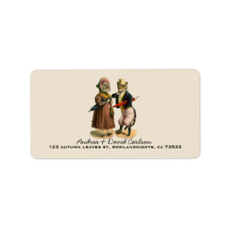 Mr.& Mrs Vintage välklädd Kattunge Adressetikett