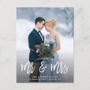 MR & MRS   vykort för meddelande om bröllop
