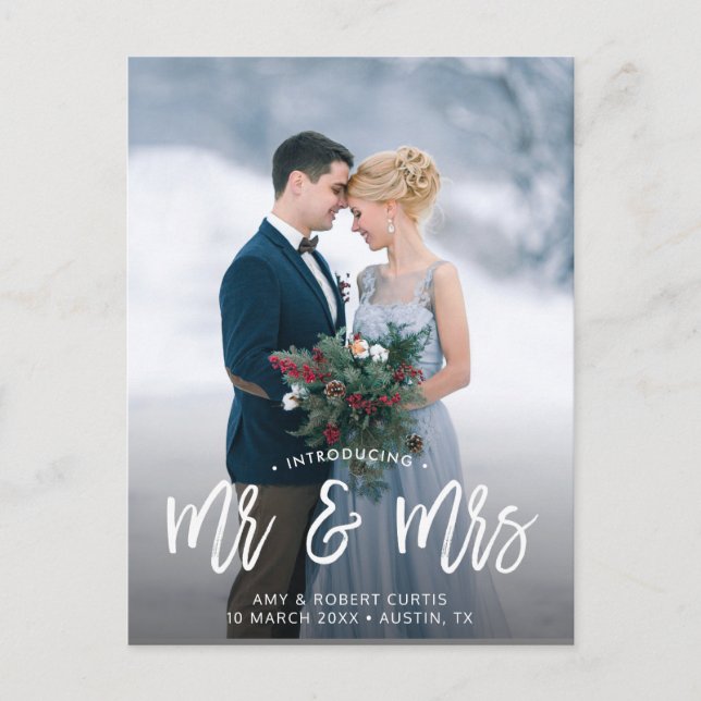 MR & MRS | vykort för meddelande om bröllop (Framsida)