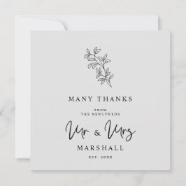 MR & MRS Wedding Black Fancy Minimalist Branches Tack Kort