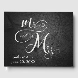 Mr. & Mrs. Wedding Black Slate Stone Gästböcker