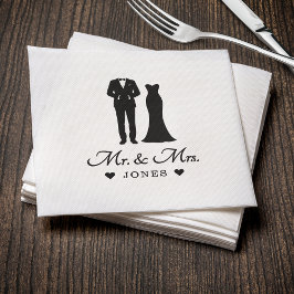 Mr & Mrs Wedding Dress Tuxedo Newlywed Couple Pappersservett