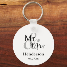 Mr & mrs Wedding Favor Nyckelrings with Namn & Dat Nyckelring
