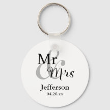 Mr & mrs Wedding Favor Nyckelrings with Namn & Dat