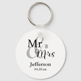 Mr & mrs Wedding Favor Nyckelrings with Namn & Dat Nyckelring