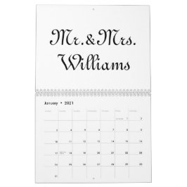 Mr. & Mrs White Black anpassningsbar namn elegant Kalender