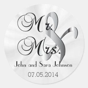 Mr & Mrs White Bröllop Anpassa Runt Klistermärke