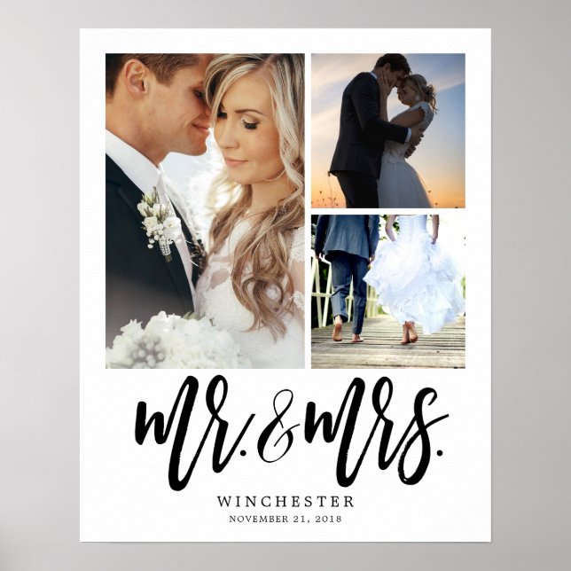 Mr. & Mrs White Script 3 Photo Collage Poster (Framsidan)