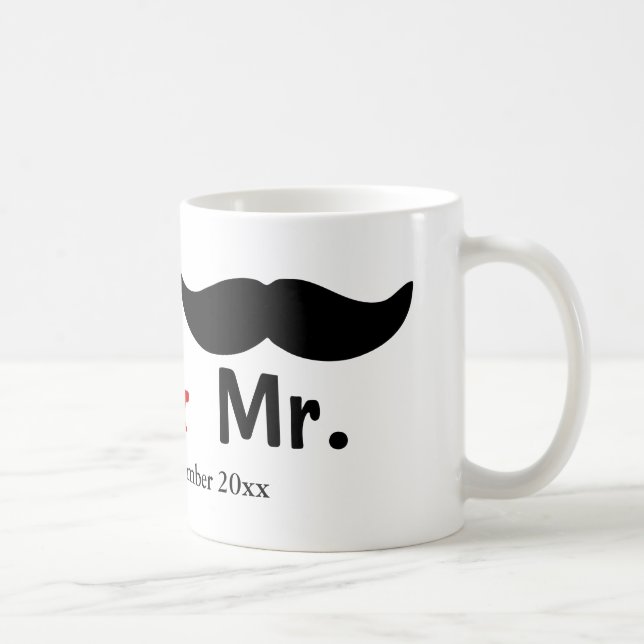 Mr Mustache Gay Bröllop Anpassade Kaffemugg (Höger)