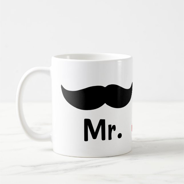 Mr Mustache Gay Bröllop Kaffemugg (Vänster)