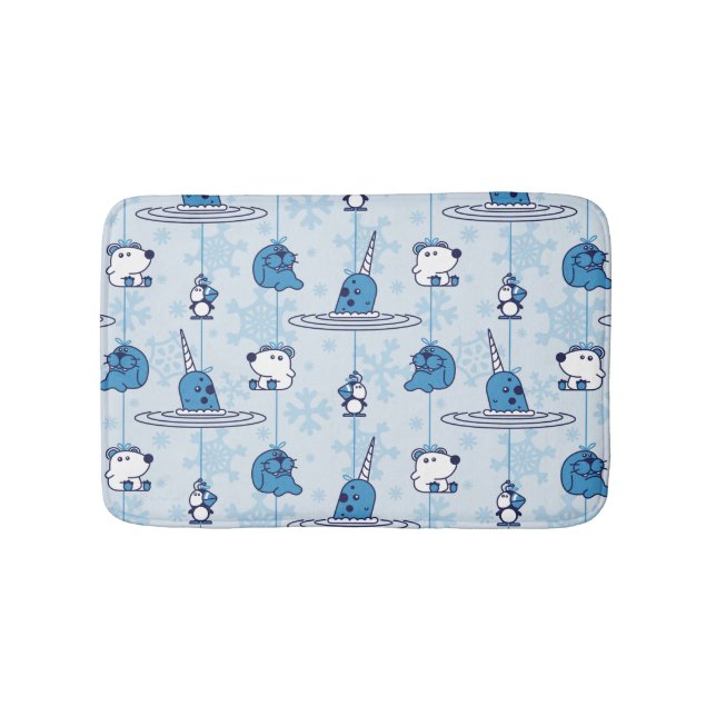 Mr. Narwhal Blue Snowflake Pattern Badrumsmatta (Framsidan)