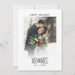 Mr. & Newlyows Hand-Lettered Photo Helgdag Julkort