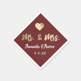 Mr och Black White Namn Heart Maroon Pappersservett