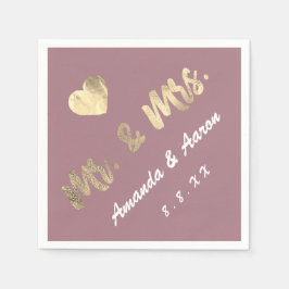 Mr och Black White Namn Heart Mauve Pappersservett