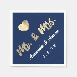 Mr och Black White Namn Heart Navy Pappersservett