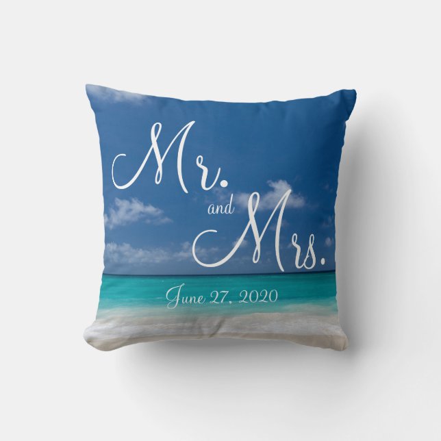 Mr och Blue Beach WedPillows Kudde (Framsida)