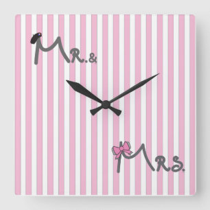 Mr och Bride/Groom Wall Clock Fyrkantig Klocka
