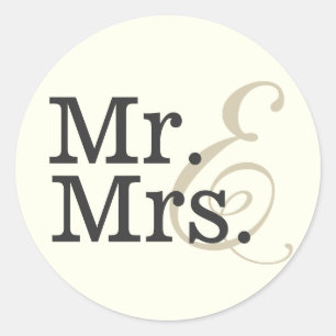 Mr och Classy Ivory White Wedding Favor Runt Klistermärke