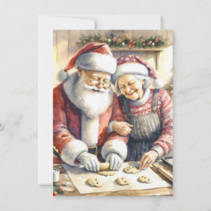 Mr och Claus Baking Cookies Anpassningsbar jul Inbjudningar