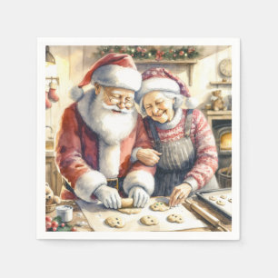 Mr och Claus Baking Cookies Anpassningsbar jul Pappersservett
