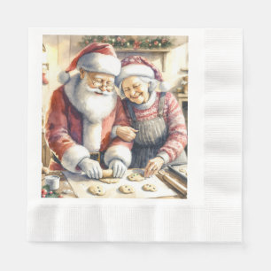 Mr och Claus Baking Cookies Anpassningsbar jul Pappersservett