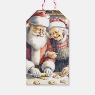Mr och Claus Baking Cookies Anpassningsbar jul Presentetikett