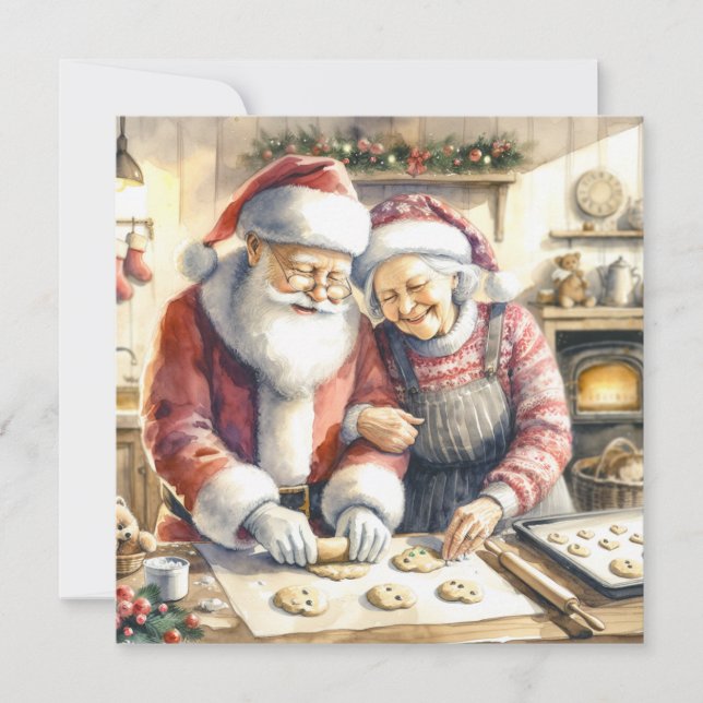 Mr och Clause Cute Jul Anteckningskort (Framsida)